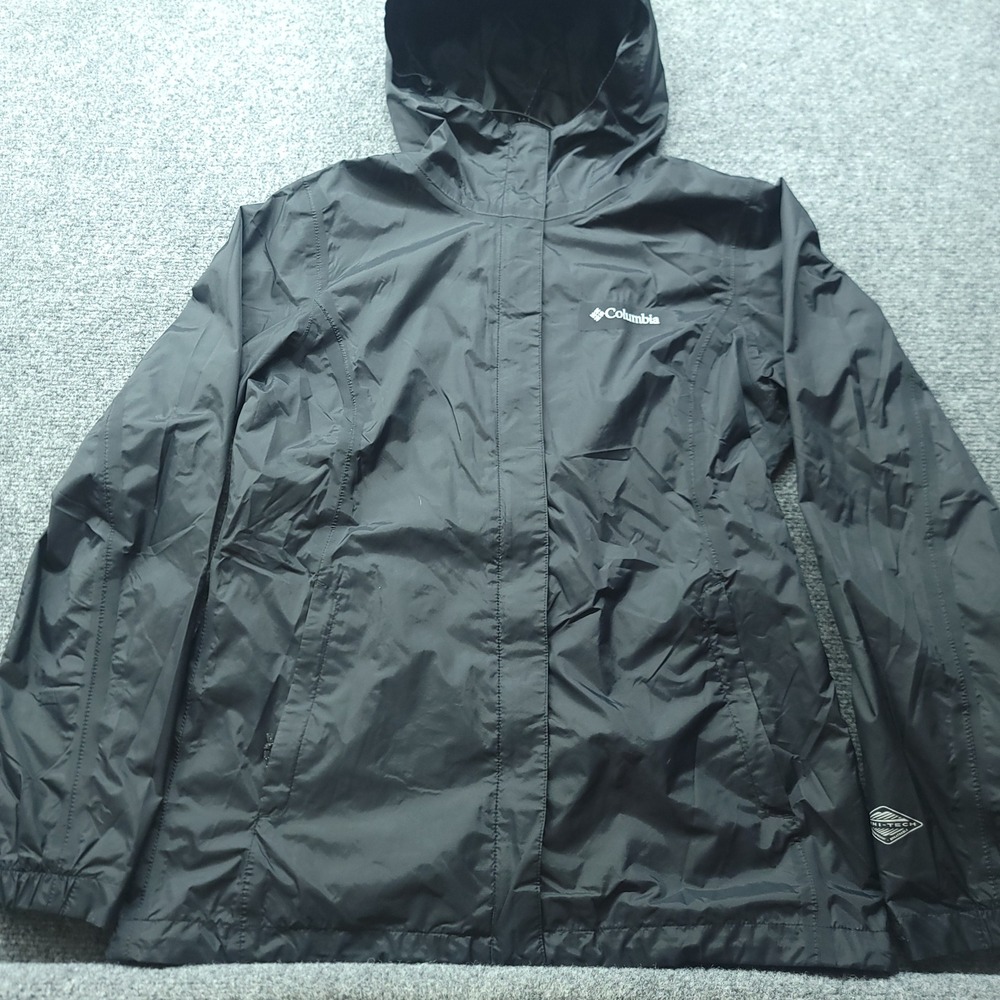 Columbia Arcadia II Rain Jacket Womens Medium Black Waterproof Hooded RL2436